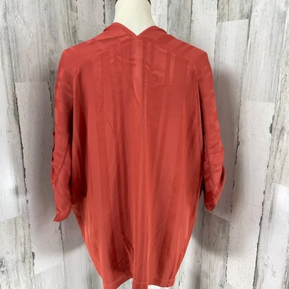 Tina Jo Women's Orange Stripe 3/4 Sleeve Shirt Top‎ Blouse Sz M